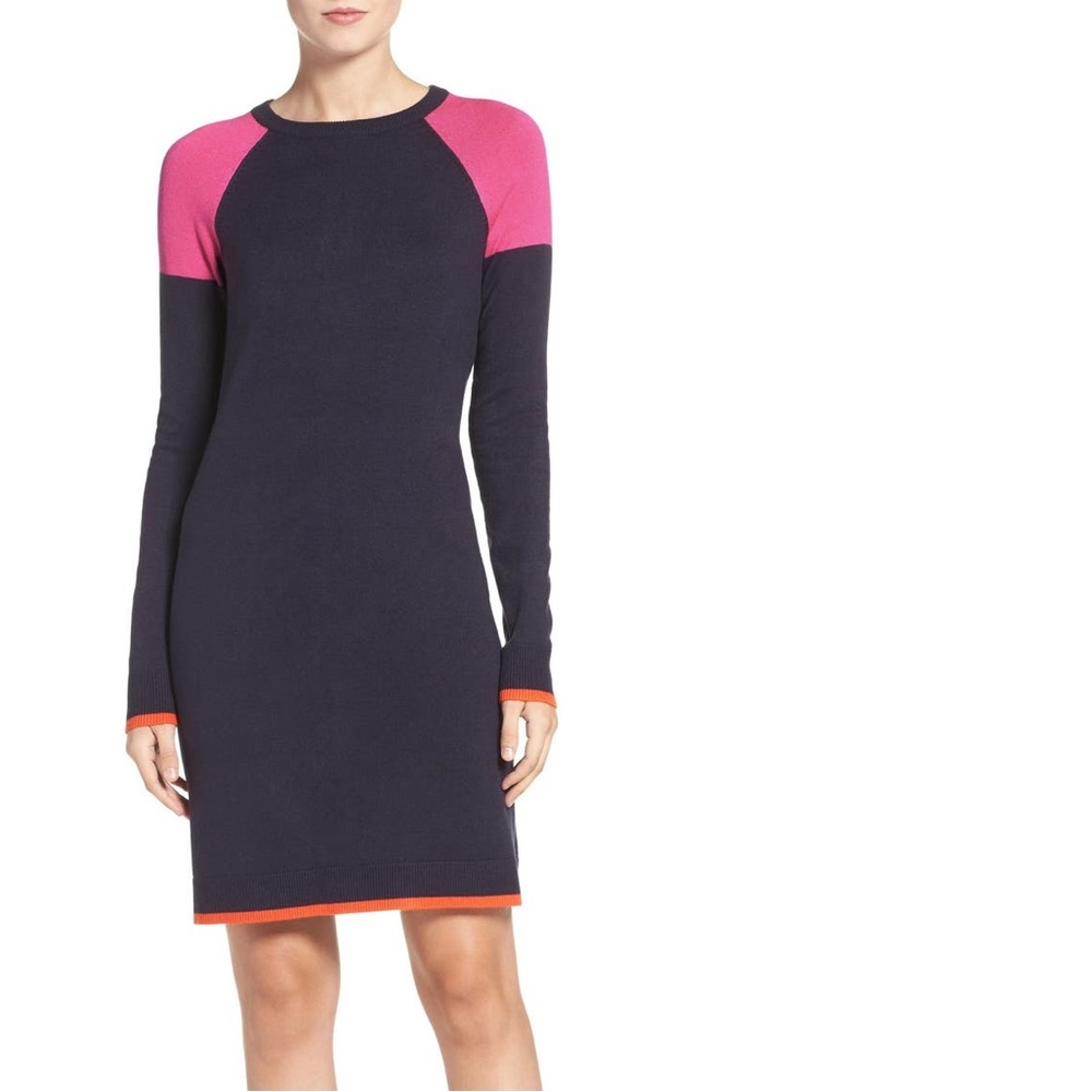 Eliza J Blue Long Sleeve A-Line Sweater Dress